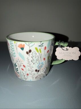 Madison Pastel Floral Ceramic Mug with Green Handle
